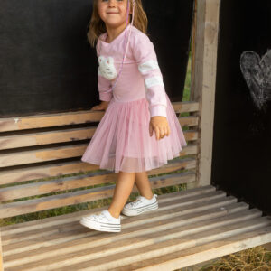 Sukienka różowa z kotkiem